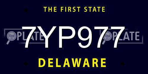 7YP977 Delaware License Plate
