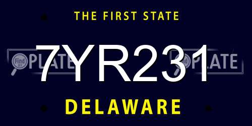 7YR231 Delaware License Plate