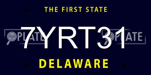 7YRT31 Delaware License Plate