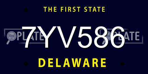 7YV586 Delaware License Plate