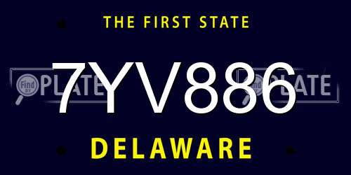 7YV886 Delaware License Plate