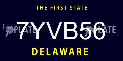 7YVB56 Delaware License Plate