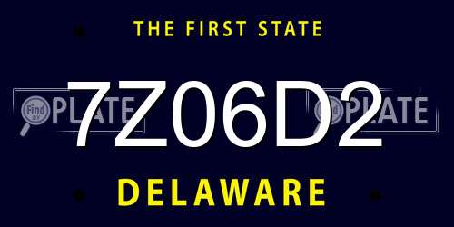 7Z06D2 Delaware License Plate