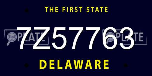 7Z57763 Delaware License Plate
