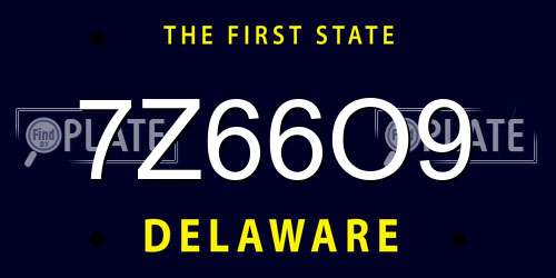 7Z66O9 Delaware License Plate
