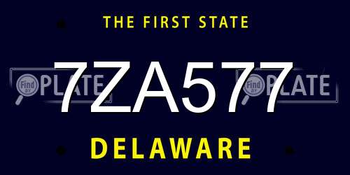 7ZA577 Delaware License Plate