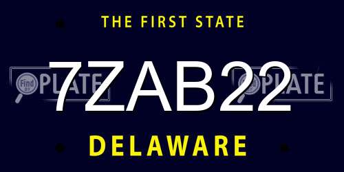7ZAB22 Delaware License Plate