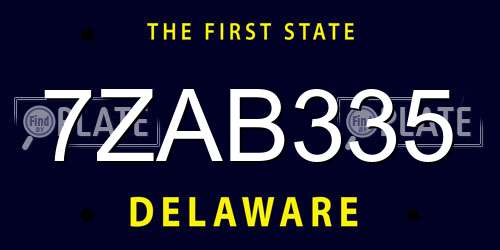 7ZAB335 Delaware License Plate