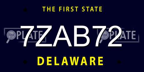7ZAB72 Delaware License Plate