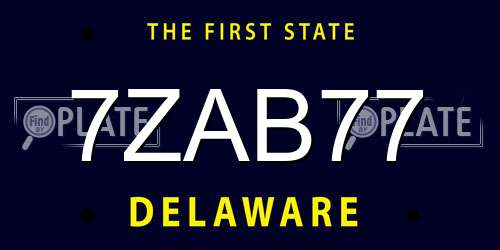 7ZAB77 Delaware License Plate