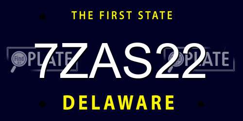 7ZAS22 Delaware License Plate