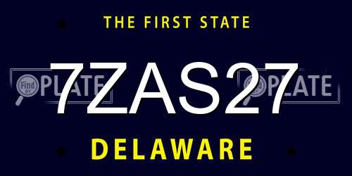 7ZAS27 Delaware License Plate