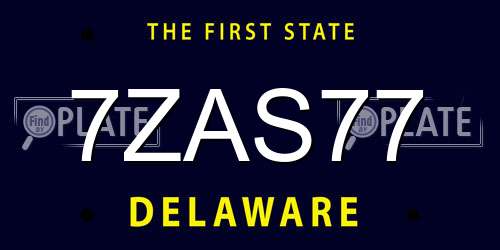 7ZAS77 Delaware License Plate