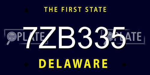 7ZB335 Delaware License Plate