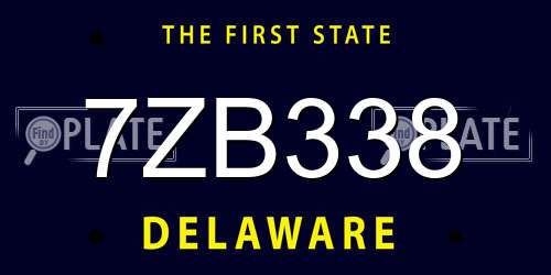 7ZB338 Delaware License Plate