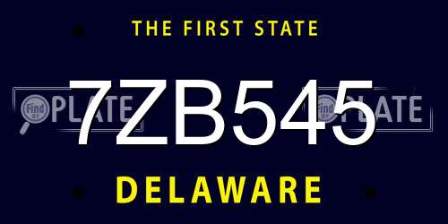 7ZB545 Delaware License Plate
