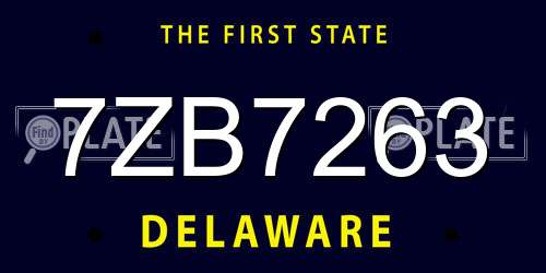 7ZB7263 Delaware License Plate