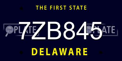 7ZB845 Delaware License Plate