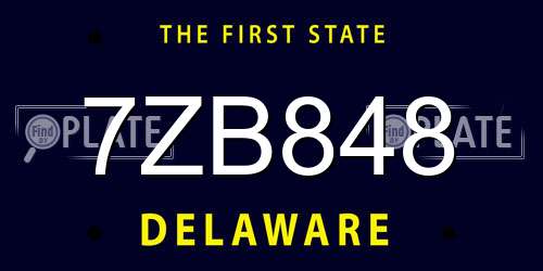 7ZB848 Delaware License Plate
