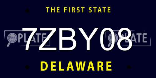 7ZBY08 Delaware License Plate