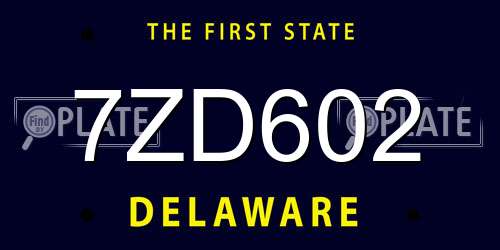 7ZD602 Delaware License Plate