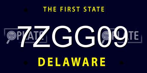 7ZGG09 Delaware License Plate