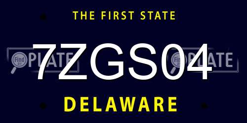 7ZGS04 Delaware License Plate