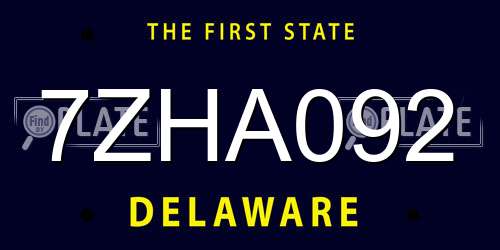 7ZHA092 Delaware License Plate