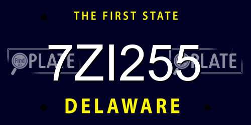 7ZI255 Delaware License Plate