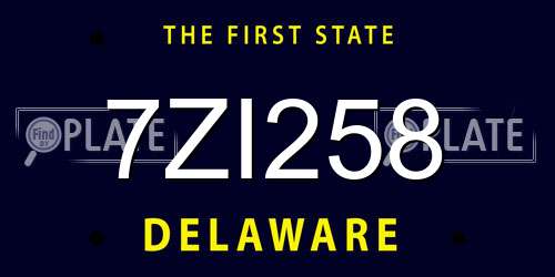 7ZI258 Delaware License Plate