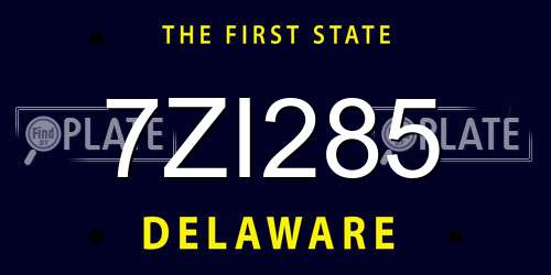 7ZI285 Delaware License Plate