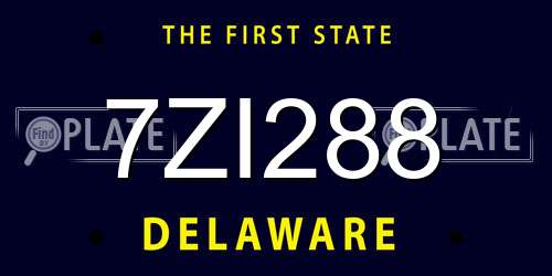 7ZI288 Delaware License Plate