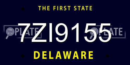 7ZI9155 Delaware License Plate