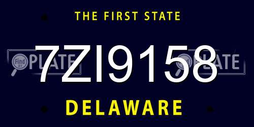 7ZI9158 Delaware License Plate