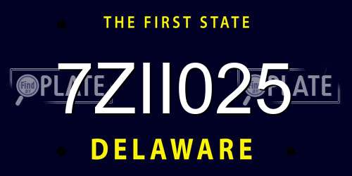 7ZII025 Delaware License Plate