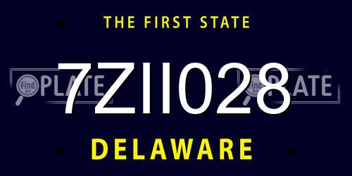 7ZII028 Delaware License Plate