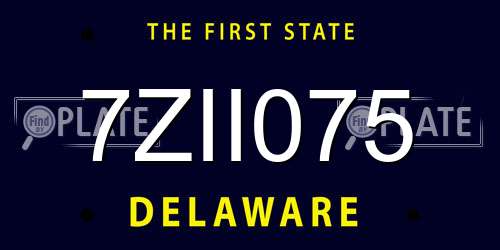 7ZII075 Delaware License Plate