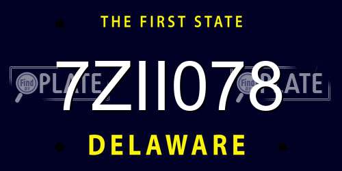 7ZII078 Delaware License Plate