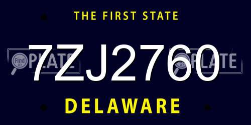 7ZJ2760 Delaware License Plate
