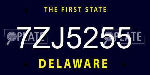 7ZJ5255 Delaware License Plate
