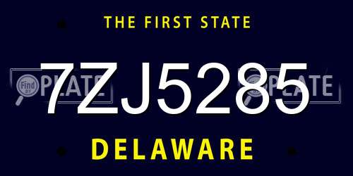 7ZJ5285 Delaware License Plate