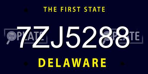 7ZJ5288 Delaware License Plate