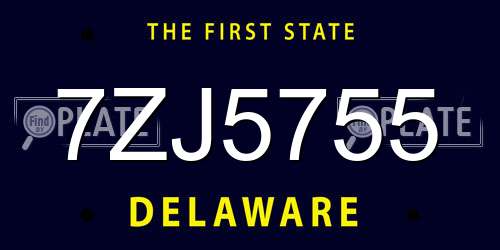 7ZJ5755 Delaware License Plate