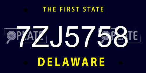 7ZJ5758 Delaware License Plate