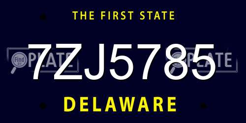 7ZJ5785 Delaware License Plate