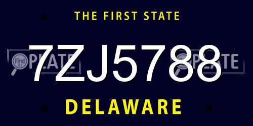7ZJ5788 Delaware License Plate