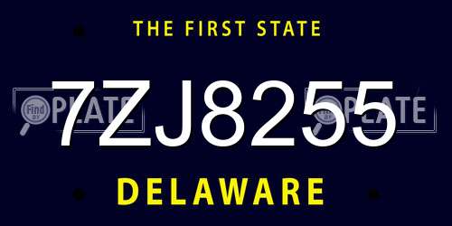 7ZJ8255 Delaware License Plate