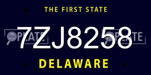 7ZJ8258 Delaware License Plate