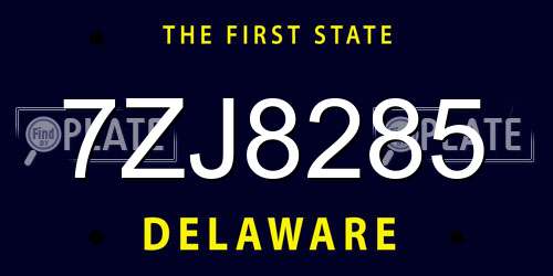 7ZJ8285 Delaware License Plate