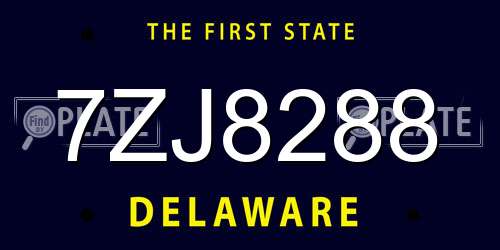 7ZJ8288 Delaware License Plate